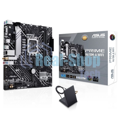 Материнская плата ASUS PRIME H610M-A WIFI, LGA 1700, Intel H610, 2xDDR5, 4xSATA, 2xM.2, 1xPCIe 4.0 x16, 1xDP, 1xHDMI, 1xVGA, 1x1Gb LAN, 1xUSB 3.2 Gen 2, 4xUSB 2.0, 3x3.5 мм, 7.1, mATX