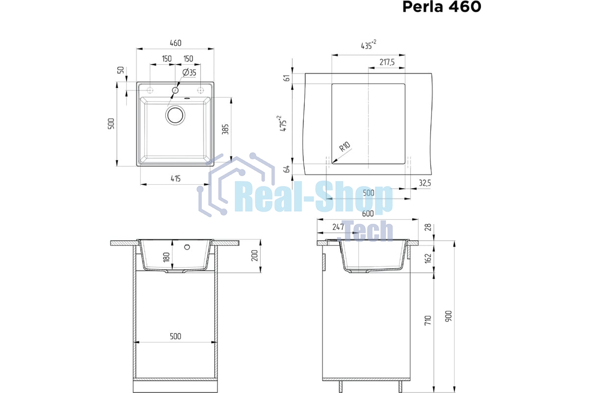 Кухонная мойка Maunfeld Perla 460 MFQS-460BG бежевый