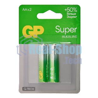 Алкалиновые батарейки GP Super Alkaline G-Tech 15А АA - 2 шт. на блистере