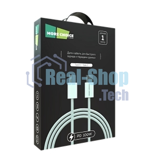 Кабель MORE CHOICE (4620202550385) K77a нейлон USB 3.0A PD 100W для Type-C Type-C 1 м белый