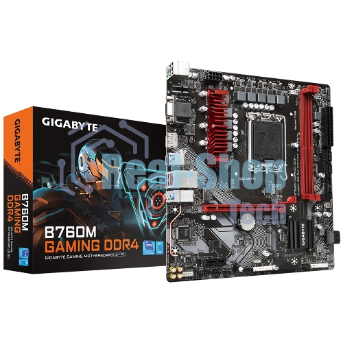 Материнская плата Gigabyte B760M GAMING DDR4, LGA 1700, Intel B760, 2xDDR4, 4xSATA, 2xM.2, 1xPCIe 4.0 x16, 1xPCIe x1, 1xHDMI, 1xDP, 1xVGA, 1x 2.5Gb LAN, 2xUSB-A 2.0, 3xUSB-A 3.2 Gen 1, 1xUSB-C 3.2 Gen 1, 3x3.5 мм, 7.1, mATX
