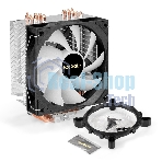 Кулер ExeGate Wizard EXX600-PWM.ARGb (Al+Cu, 6 тепл.трубки, LGA775/1150/1151/1155/1156/1200/1700/1851/AM2/AM2+/AM3/AM3+/AM4/AM5/FM1/FM2/754/939/940, TDP 180W, Fan 120мм PWM, 800-2400RPM, Hydro bearing, 4pin + 5V 3pin ARGb, 11-24db, 540г, ARGb подсветка, с термопастой, на защелках, Color Box)