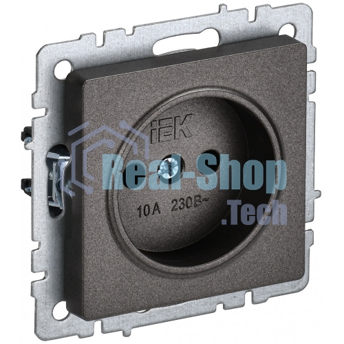 Розетка 1-местная IEK BRITE РС10-1-0-БрТБ без заземления, без защитных шторок, 10А, темная бронза