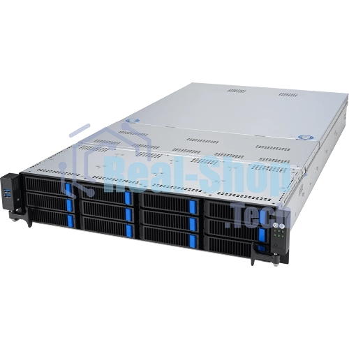 Серверная платформа ASUS RS720-E11-RS12U, 2U, 2 x LGA4677, 32 DIMM DDR5, 12=8 x NVMe/SAS*/SATA + 4 NVMe/SATA hs, 2 x M.2 slot, 2 x 10Gbe (X710) RJ45 port,Up to 8 slots PCIe 5.0, 1 x OCP 3.0, 1+1 1600W