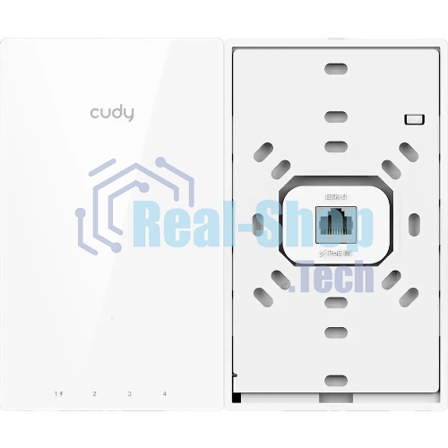 Точка доступа Wi-Fi Cudy AX3000 Gigabit Wall-Plate Wi-Fi 6 Access Point AX3000 Dual Band Wi-Fi 6 Wall Plate Access Point, Chipset MT7981+MT7531AE+MT7976CN, 802.11ax/ac/a/b/g/n, 2402Mbps at 5GHz + 574Mbps at 2.4GHz, 1 x Gigabit PoE-IN Port, 802.3af/at, 4 x Gigabit RJ45 ports, LAN1 support PoE Out, Cudy Mesh Support