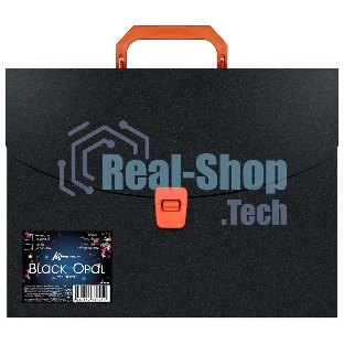 Папка-портфель Бюрократ Black Opal BLPP01OR 1 отделение, A4, пластик, 0.7мм, черный/оранжевый