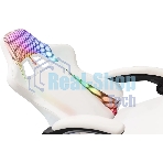 Кресло игровое Knight Wolf RGb белый эко.кожа/сетка, крестов. пластик