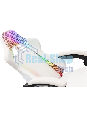 Кресло игровое Knight Wolf RGb белый эко.кожа/сетка, крестов. пластик