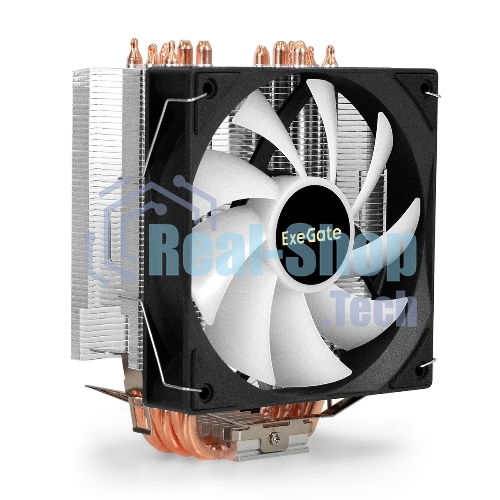 Кулер ExeGate Wizard EXX600-PWM.ARGb (Al+Cu, 6 тепл.трубки, LGA775/1150/1151/1155/1156/1200/1700/1851/AM2/AM2+/AM3/AM3+/AM4/AM5/FM1/FM2/754/939/940, TDP 180W, Fan 120мм PWM, 800-2400RPM, Hydro bearing, 4pin + 5V 3pin ARGb, 11-24db, 540г, ARGb подсветка, с термопастой, на защелках, Color Box)