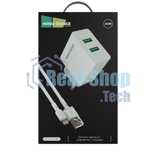 Сетевое зарядное устройство MORE CHOICE (4610196409028) NC11i СЗУ 2USB 2.4A для Lightning 8-pin белый