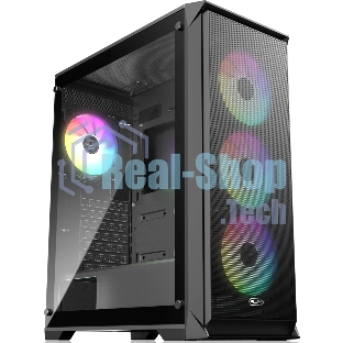 Корпус без блока питания Raijintek ARCADIA 41-MS4, Midi-Tower, TG, 1x120мм + 3x120мм ARGB, 2xUSB-A 3.0 + 1xUSB-C, ATX, mATX, mITX Black