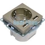Розетка SE AtlasDesign Шампань SO + USB A+A, 5В/2,4А, 2х5В/1,2А, механизм