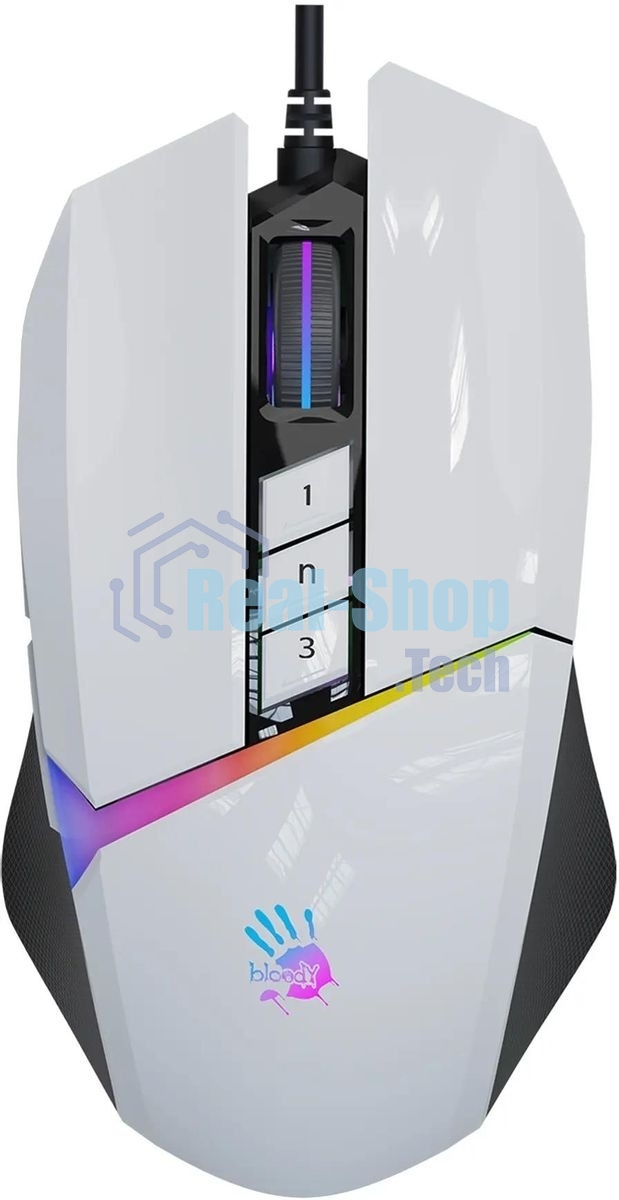 Мышь проводная A4Tech Bloody W60 Max белый, 10000 dpi, USB, кнопки - 10