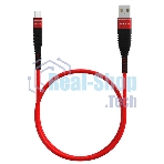 Кабель Maxvi MC-05T red USB-A - Type-C, 2A ток макс. нагрузки 2А, макс. напряжение 5V; стандарт USB 2.0; длина 1м, оплетка TPU, металлические корпуса разъемов, цвет красный