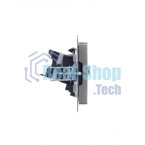 Розетка телевизионная двойная TV+RJ45 IEK BRITE РТВ/РК12-БрС кат.5E сталь