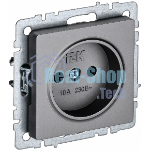 Розетка 1-местная IEK BRITE РС10-1-0-БрС без заземления, без защитных шторок, 10А, сталь