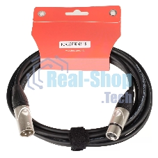 Кабель микрофонный FORCE FMC-05/4.5XLR (M) - XLR (F), высококачественный балансный, малошумящий с проводниками из безкислородной меди OFC, диаметр 6 мм, профессиональные металлические разъемы, длина 4,5 м, цвет черный