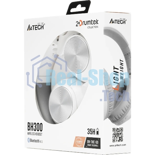 Гарнитура A4Tech 2Drumtek BH300 серебристый, беспроводная + проводная, Bluetooth, до 35 ч