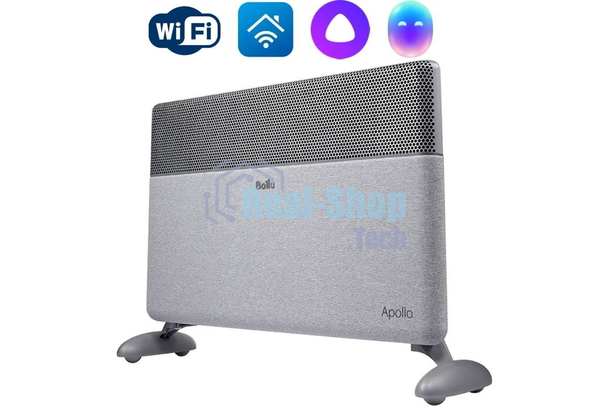Конвектор электрический Ballu Apollo digital INVERTER Moon Gray BEC/ATI-2001 серый, 2000 Вт, 25 м2, термостат, дисплей, WiFi