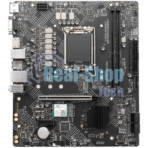 Материнская плата MSI PRO H610M-G WIFI DDR4, Socket LGA 1700, Intel H610, 2xDDR4, 4xSATA, 1xM.2, 1xPCIe 4.0 x16, 1xPCIe 3.0 x1, 1xHDMI, 1xDP, 1xVGA, 1x 1Gb LAN, 4xUSB-A 2.0, 2xUSB-A 5Gbps, 3x3.5 мм, 7.1, mATX