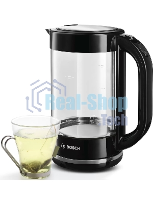 Электрочайник Bosch TWK70B03 черный, 1.7 л, 2400 Вт, скрытый нагревательный элемент