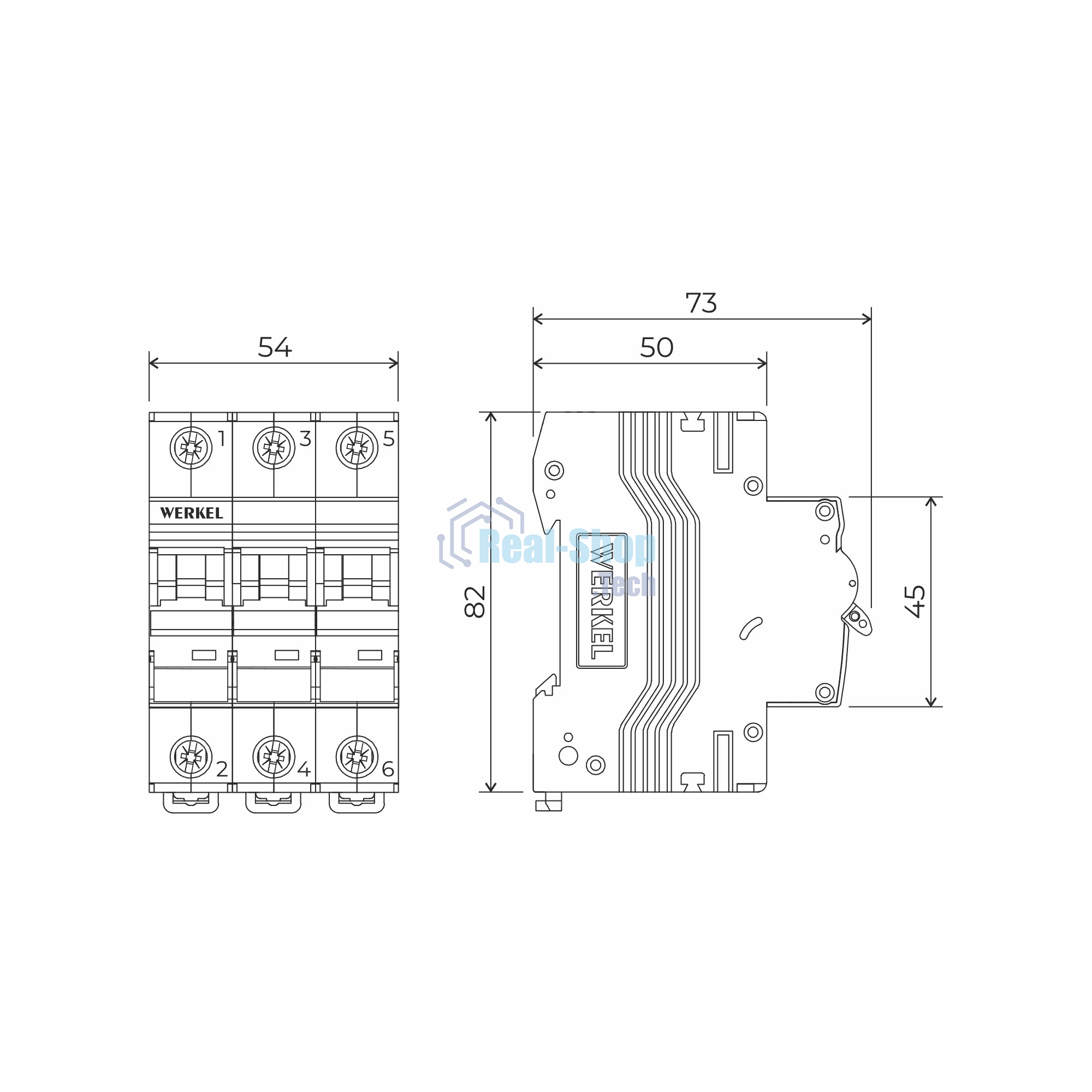 Автоматический выключатель Werkel 3P 10 A C 4,5 кА W903P104