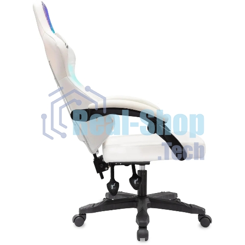 Кресло игровое Knight Wolf RGb белый эко.кожа/сетка, крестов. пластик