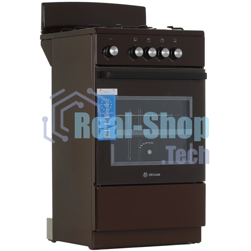 Плита газовая De Luxe 5040.48Г (Щ) 014 коричневый, конфорок 4 шт, духовка 46 л, 50 см x 85 см x 50 см