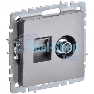 Розетка телевизионная двойная TV+RJ45 IEK BRITE РТВ/РК12-БрС кат.5E сталь