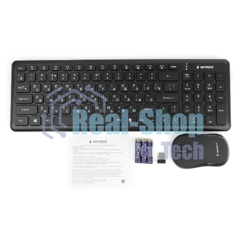 Комплект клавиатура+мышь Gembird KBS-9200 беспроводной, USB, 1000 DPI, чёрный