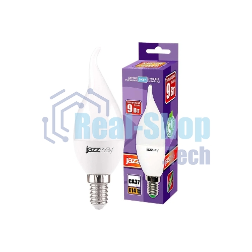 Лампа светодиодная JazzWay PLED-SP CA37 9Вт свеча 5000К холодный белый E14 820лм 230В