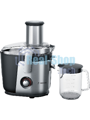 Соковыжималка Bosch MES4010 серебристый/черный, центробежная, 1200 Вт, 1500 мл, механическое