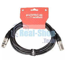 Кабель микрофонный FORCE FMC-05/4.5XLR (M) - XLR (F), высококачественный балансный, малошумящий с проводниками из безкислородной меди OFC, диаметр 6 мм, профессиональные металлические разъемы, длина 4,5 м, цвет черный