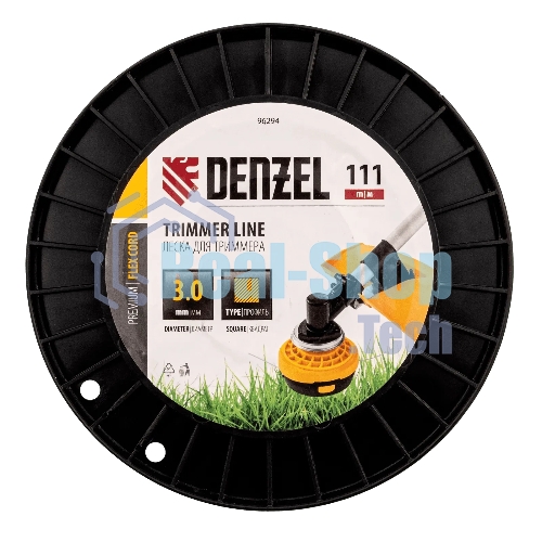 Леска для триммера Denzel квадрат, 3,0мм х 111м, на DIN катушке FLEX CORD