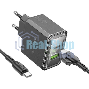 Сетевое зарядное устройство BOROFONE (6941991110689) BAS32A 1USB+1Type-C 3.0A QC3.0 PD 30W, черный