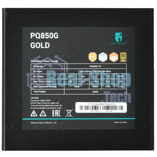 Блок питания Deepcool/GamerStorm PQ850G (ATX 3.1, 850W, Full Cable Management, PWM 120мм fan, 80 PLUS GOLD, Active PFC + Half Bridge + DC/DC, Full Japanese Capasitors, Gen5 PCIe) RET