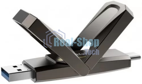 Флешка USB Netac US5 (NT03US5C-128G-32TA), 128Gb, USB 3.2/TypeC, 550/500, черный