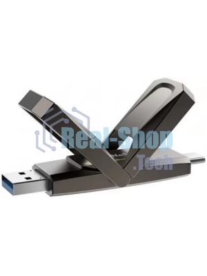 Флешка USB Netac US5 (NT03US5C-128G-32TA), 128Gb, USB 3.2/TypeC, 550/500, черный