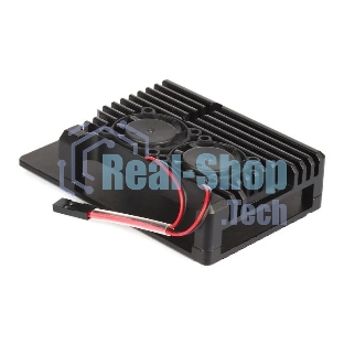 Корпус Qumo Aluminum case with double black fans, Raspberry Pi 4, black(RS010)