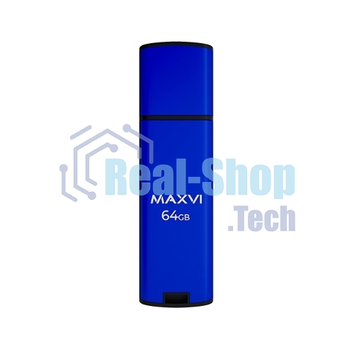 Флешка USB R/W Maxvi MP2 64Gb USB 2.0 blue, монолит с колпачком, ABS пластик + металл