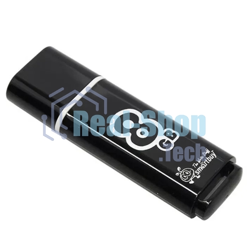 Флешка USB Smartbuy Glossy series black (SB8GbGS-K), 8Gb, USB 2.0, R/W 25/15, черный