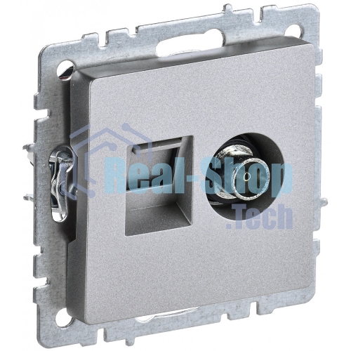 Розетка телевизионная двойная TV+RJ45 IEK Brite РТВ/РК12-БрА (BR-AK20-1-K47) кат.5E алюминий
