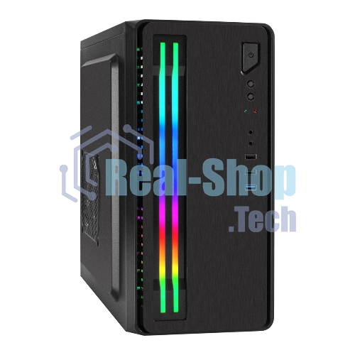 Компьютерный корпус Minitower ExeGate mEVO-7805 (mATX, без БП, 2*USB+1*USB 3.0, аудио, черный, с 2*RGb подсветкой)