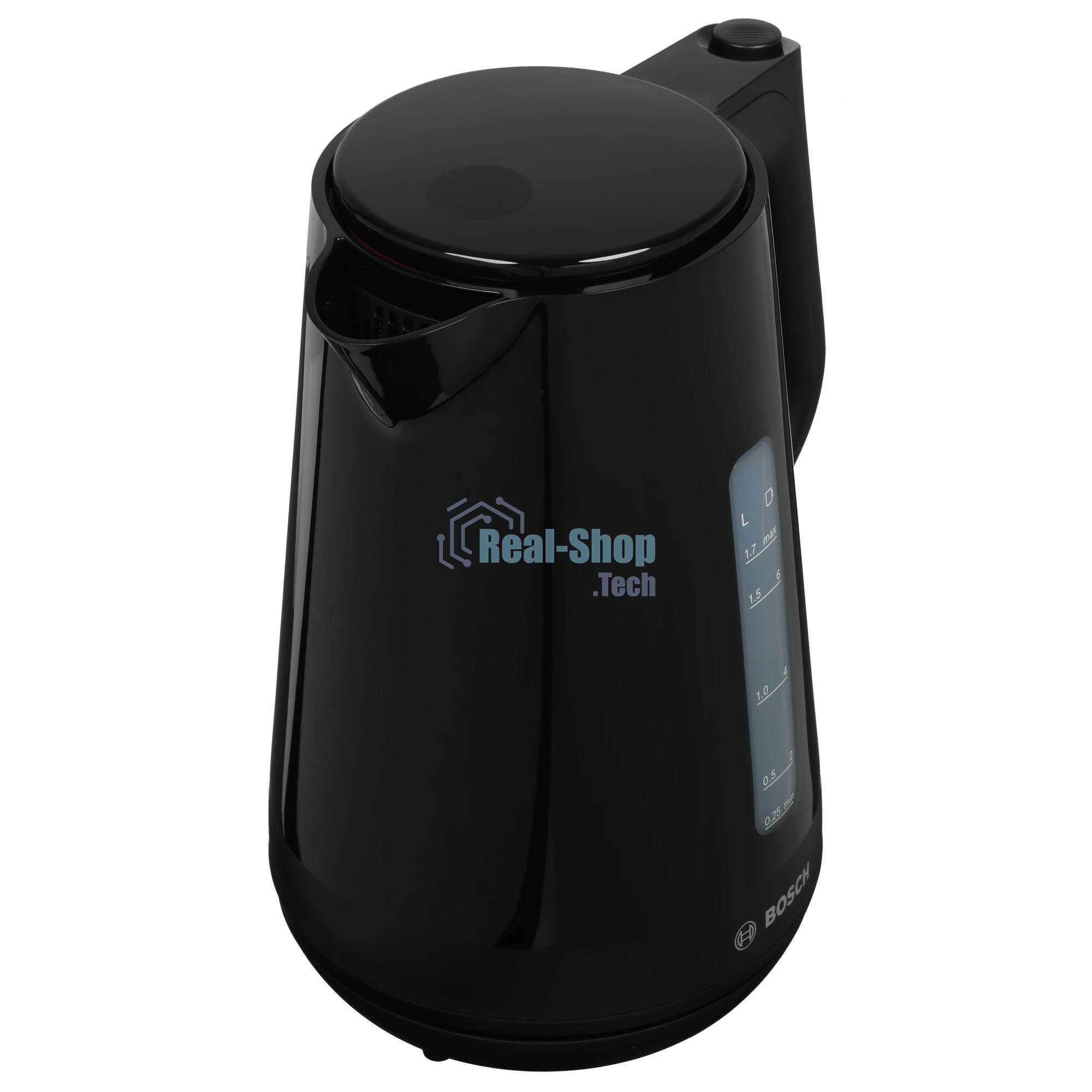 Электрочайник Bosch TWK1M123 черный, 1.7 л, 2400 Вт, скрытый нагревательный элемент