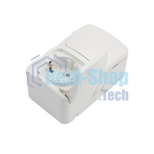Блок из 2 розеток горизонтальный Kranz Mini OG открытой установки с заземлением, IP54 белый