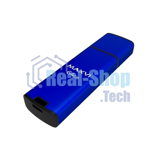 Флешка USB R/W Maxvi MP2 64Gb USB 2.0 blue, монолит с колпачком, ABS пластик + металл
