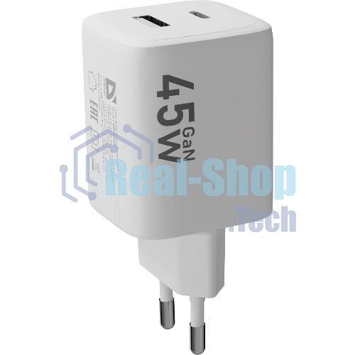 Сетевое зарядное устройство Defender UPA-145 45W, USB A+C, белый