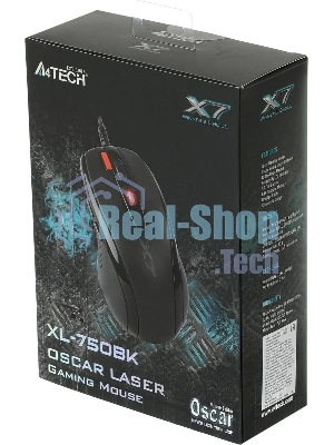 Мышь проводная A4Tech XL-750BK черный, 3600 dpi, USB, кнопки - 7