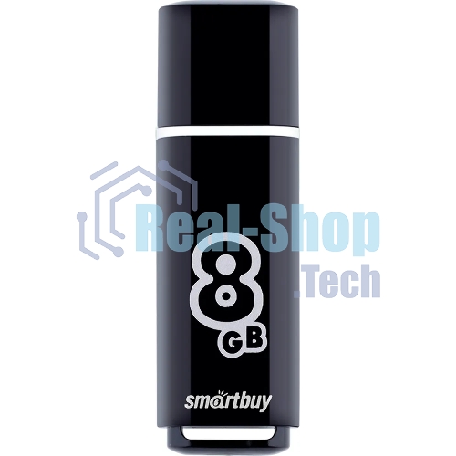 Флешка USB Smartbuy Glossy series black (SB8GbGS-K), 8Gb, USB 2.0, R/W 25/15, черный