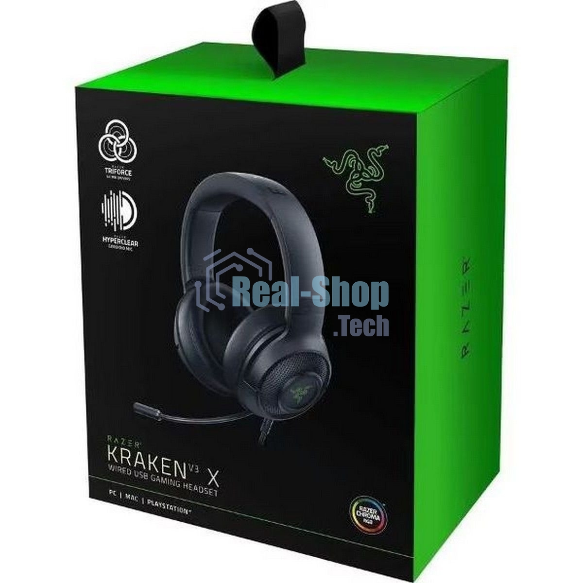 Гарнитура Razer Kraken V3 X (2022) чёрный, проводная, USB, подсветка